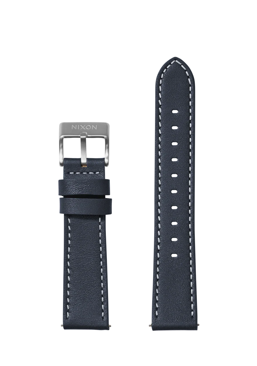 20mm Stitched Leather Band - Navy