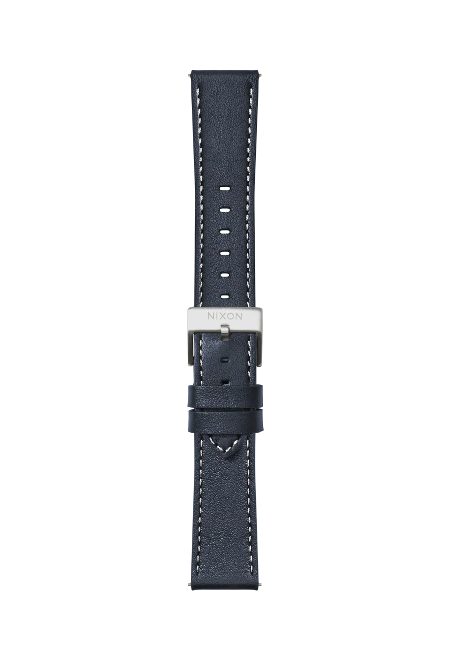 20mm Stitched Leather Band - Navy - Image 2