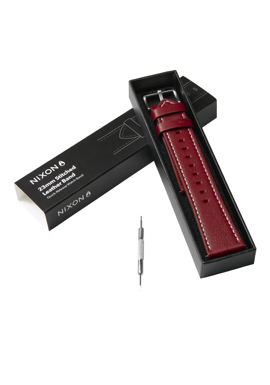 23mm Stitched Leather Band - Cranberry - Image 4