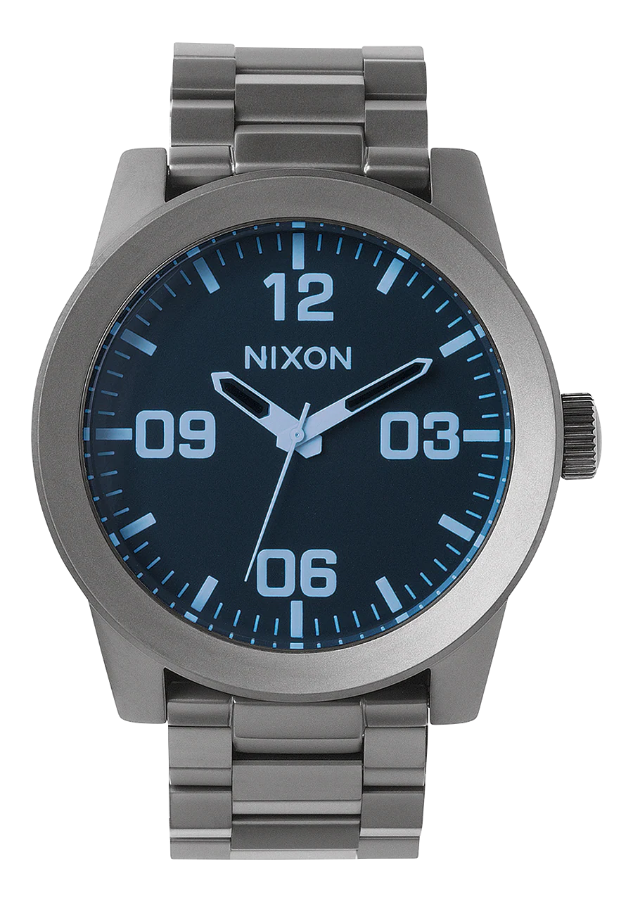 Corporal Stainless Steel - Gunmetal / Blue Crystal