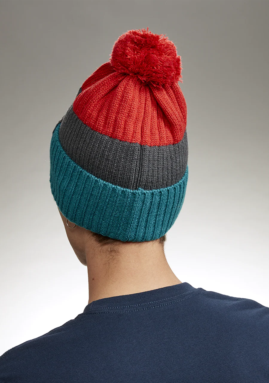 Schrader Pom Beanie - Dark Cedar / Red - Image 4
