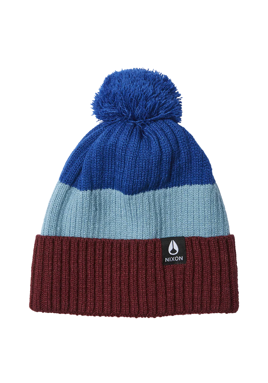 Schrader Pom Beanie - Dark Cherry / Blue