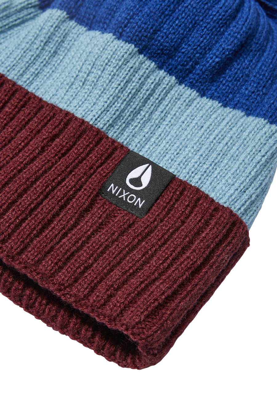 Schrader Pom Beanie - Dark Cherry / Blue - Image 2