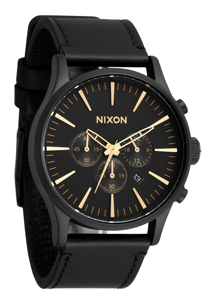 Sentry Chrono Leather - Matte Black / Gold / Black - Image 2