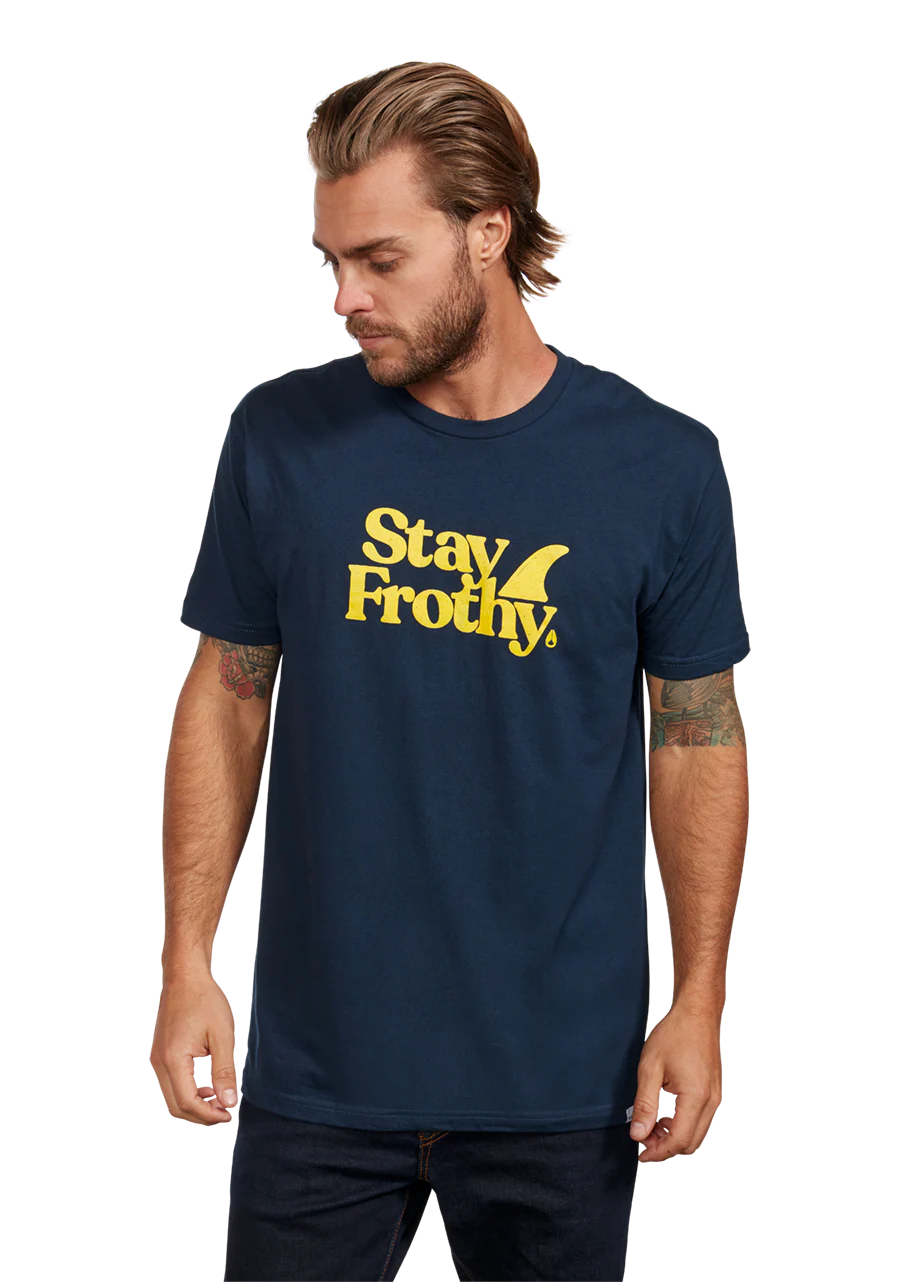 Stay Frothy Repreve® T-Shirt - Navy / Yellow - Image 3