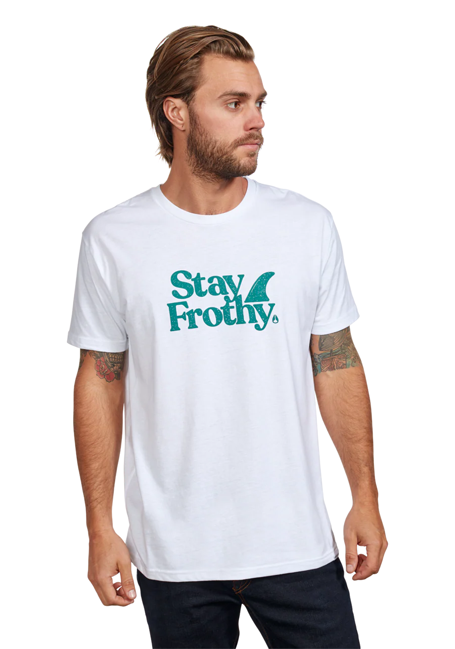 Stay Frothy Repreve® T-Shirt - White / Sage - Image 3