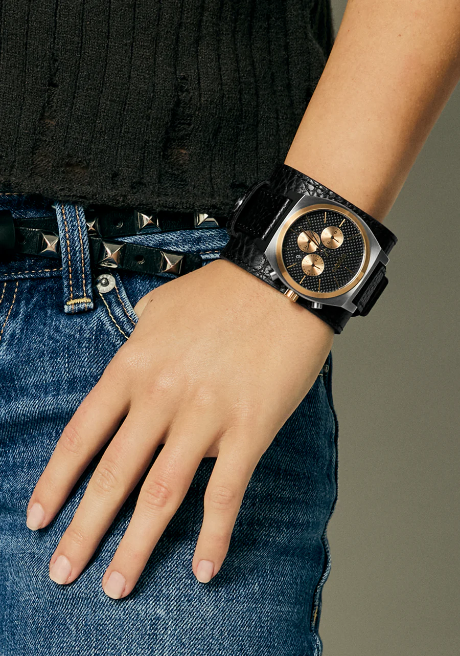 Time Teller Chrono Leather - Silver / Rose Gold / Black - Image 10
