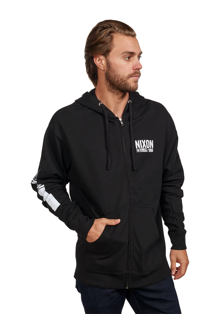 Track Zip Hoodie - Black / White - Image 3